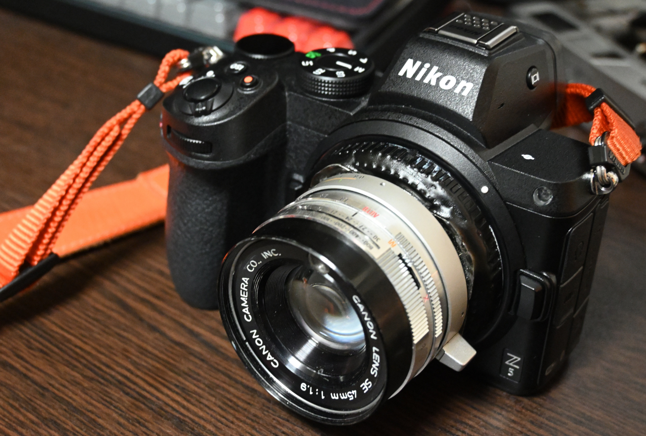 Nikon Z5+Canonet QL19 45mm f1.9 改造レンズ