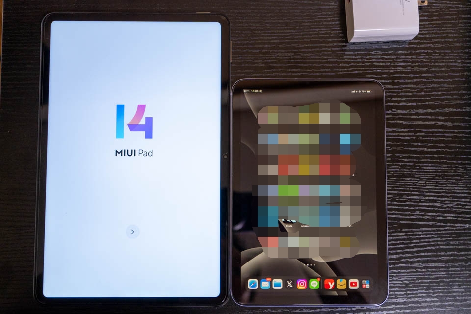 Xiaomi Pad6とiPad mini6とのサイズ比較